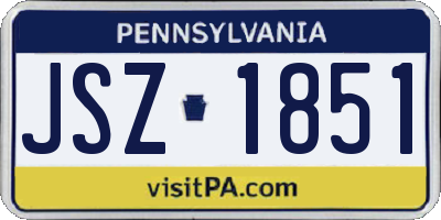 PA license plate JSZ1851