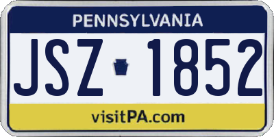 PA license plate JSZ1852