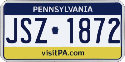 PA license plate JSZ1872