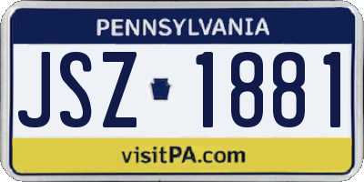 PA license plate JSZ1881
