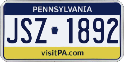 PA license plate JSZ1892