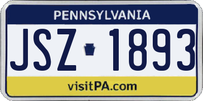 PA license plate JSZ1893