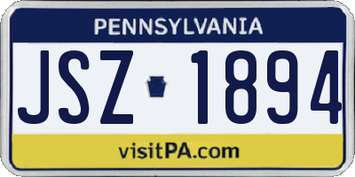 PA license plate JSZ1894