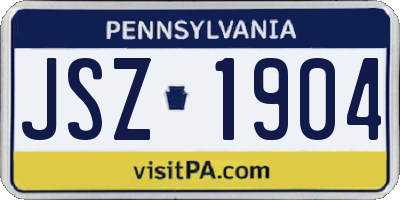 PA license plate JSZ1904