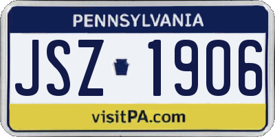 PA license plate JSZ1906