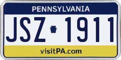 PA license plate JSZ1911