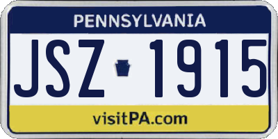 PA license plate JSZ1915