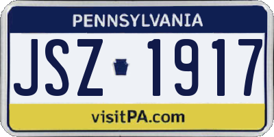 PA license plate JSZ1917