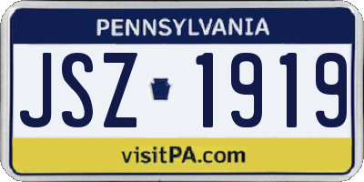 PA license plate JSZ1919
