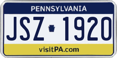 PA license plate JSZ1920