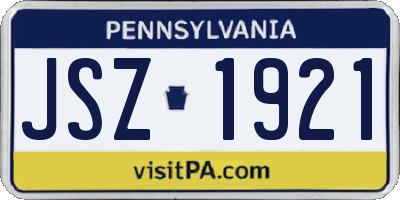 PA license plate JSZ1921