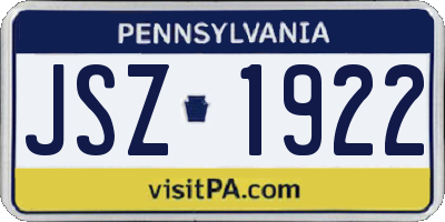 PA license plate JSZ1922