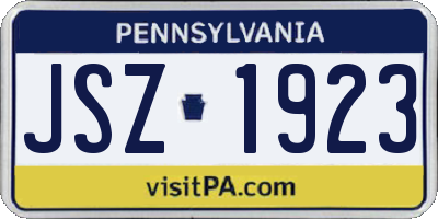 PA license plate JSZ1923