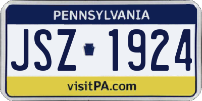 PA license plate JSZ1924