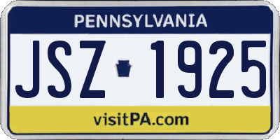PA license plate JSZ1925