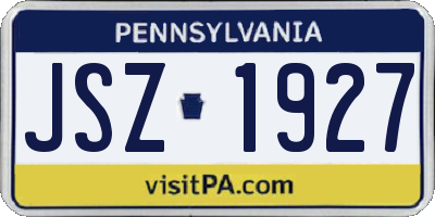 PA license plate JSZ1927