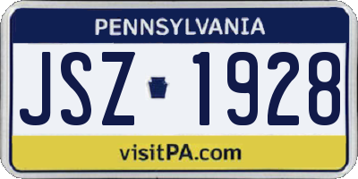 PA license plate JSZ1928