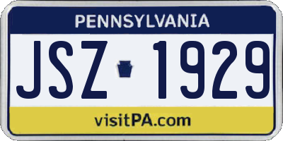 PA license plate JSZ1929