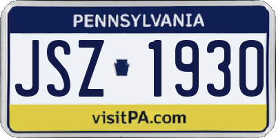 PA license plate JSZ1930