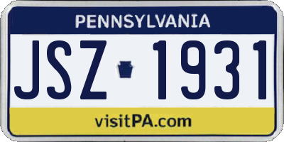 PA license plate JSZ1931