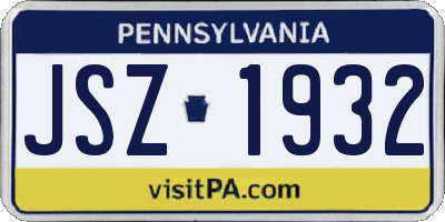 PA license plate JSZ1932