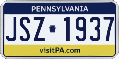 PA license plate JSZ1937