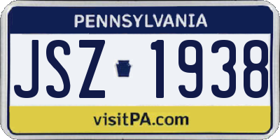 PA license plate JSZ1938