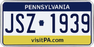 PA license plate JSZ1939