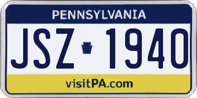PA license plate JSZ1940