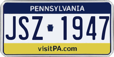 PA license plate JSZ1947