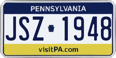 PA license plate JSZ1948