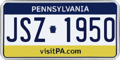 PA license plate JSZ1950