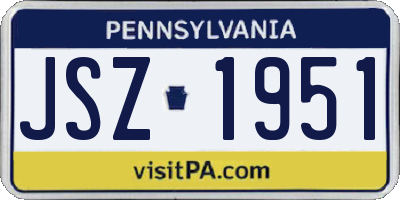 PA license plate JSZ1951