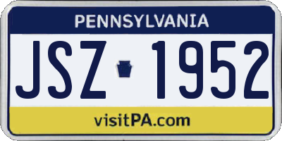 PA license plate JSZ1952