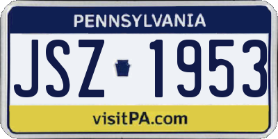 PA license plate JSZ1953