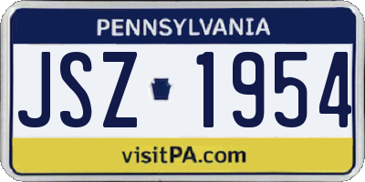 PA license plate JSZ1954