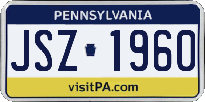 PA license plate JSZ1960