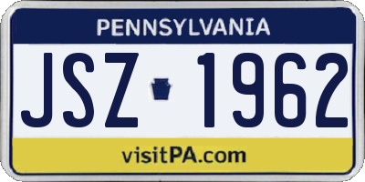 PA license plate JSZ1962