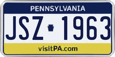 PA license plate JSZ1963