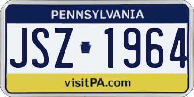 PA license plate JSZ1964