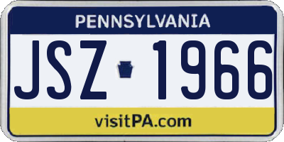 PA license plate JSZ1966