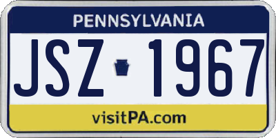PA license plate JSZ1967