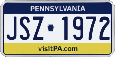 PA license plate JSZ1972