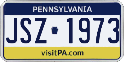 PA license plate JSZ1973