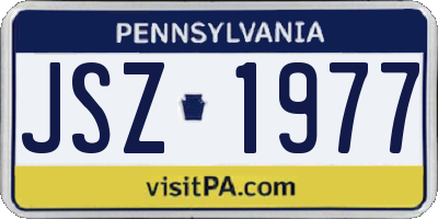 PA license plate JSZ1977