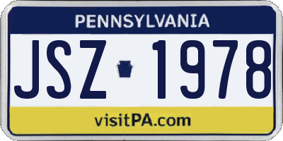PA license plate JSZ1978