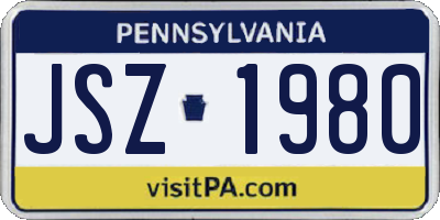 PA license plate JSZ1980