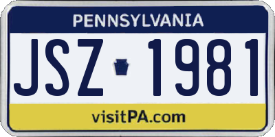 PA license plate JSZ1981