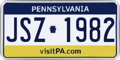 PA license plate JSZ1982