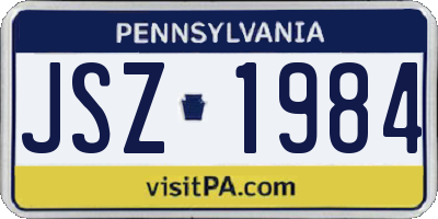 PA license plate JSZ1984